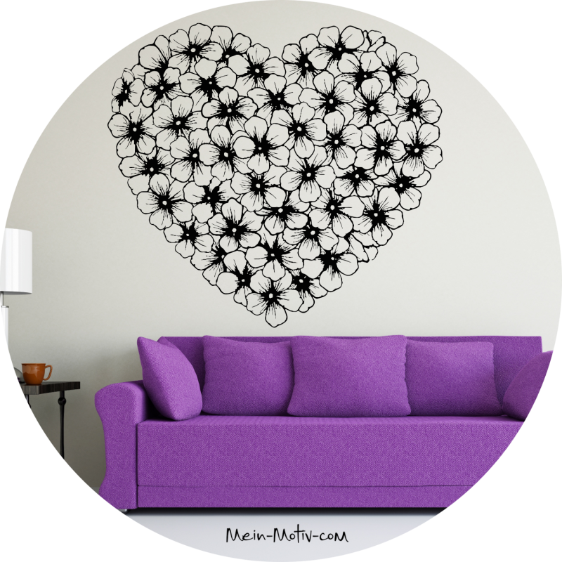 Preview: Wandtattoo 46208 Herz Blumen